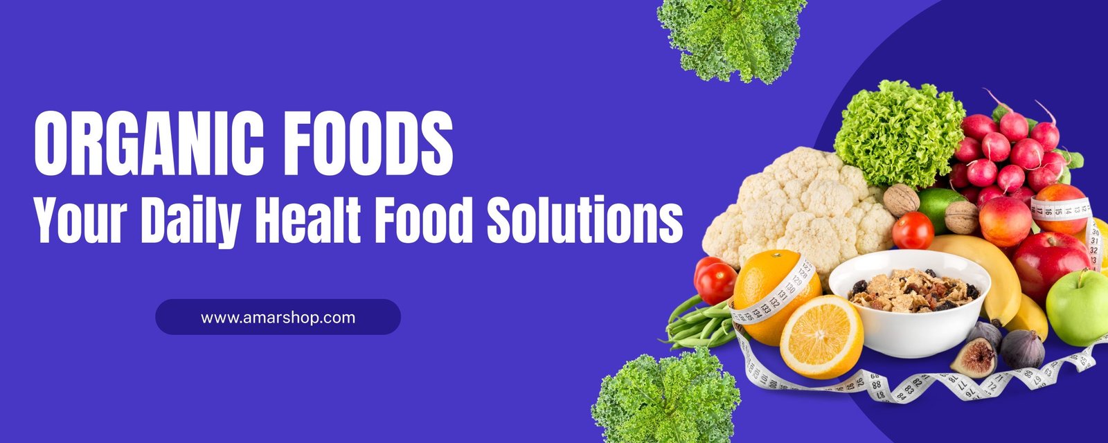 Green Modern Healthy Food Banner (1000 x 400 mm)